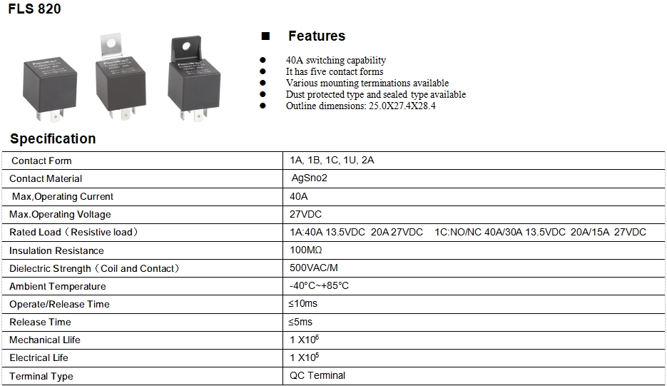 NC Relay Data Sheet